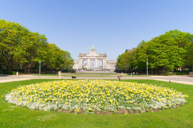 Triumfalny łuk, jubileuszu park, Parc Du Cinquantenaire Bruksela, obrazy stock Triumfalny łuk, jubileuszu park, Parc Du Cinquantenaire Bruksela, obrazy stock
