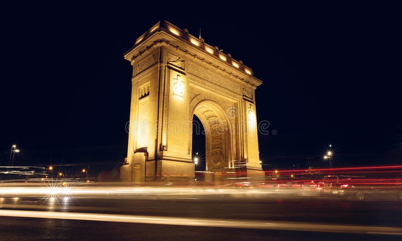 The Triumphal Arch Arcul de Triumf in Bucharest, the capital of Romania. Historic monument royalty free stock photos The Triumphal Arch Arcul de Triumf in Bucharest, the capital of Romania. Historic monument royalty free stock photos