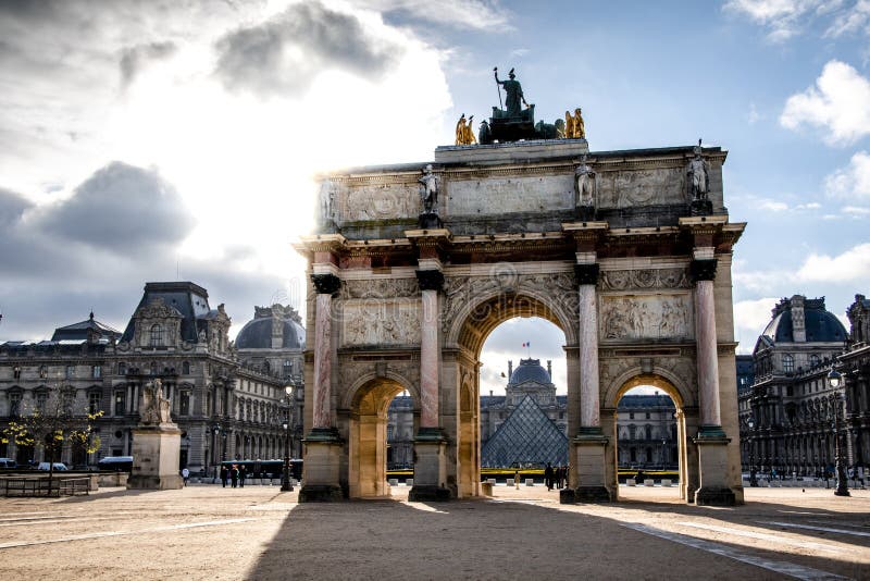 Triumphal Arch in Front of the Louvre Museum in Paris Editorial Stock Image  - Image of morning, garden: 151619969