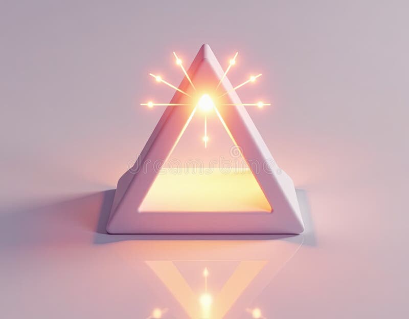 Triunghi strălucitor Abstract 3D Redare lumină minimalistă și formă geometrică royalty free illustration