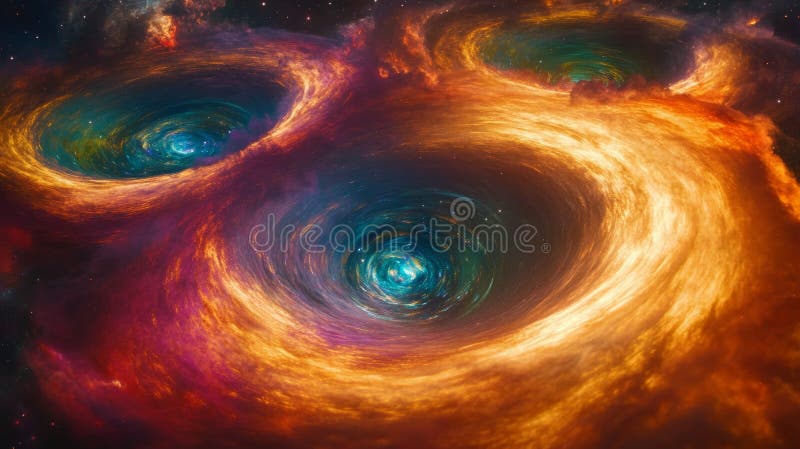 TriVortex Nebula Ein Himmelstanz von kosmischer Staub und Licht im Großen Jenseits. Bewundern Sie den TriVortex-Nebel als atemberaubendes Spektakel kosmischen Staubs und strahlenden Lichts. Dieses himmlische Meisterwerk zeigt die rohe Schönheit und die dynamische Energie, die tief in der weiten Weite des Raumes gefunden wurde, als Zeugnis der universen Kunst