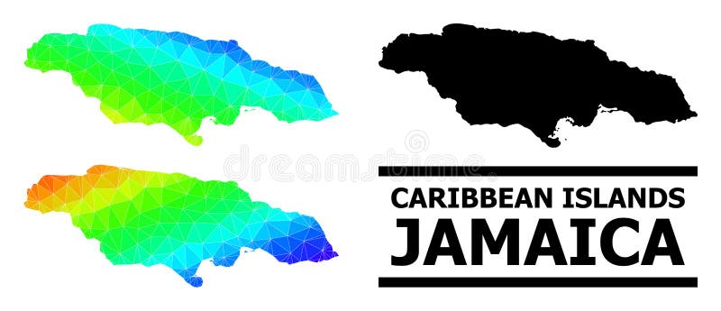 Triângulo preenchido mapa arco-íris da jamaica com gradiente diagonal ilustração royalty free