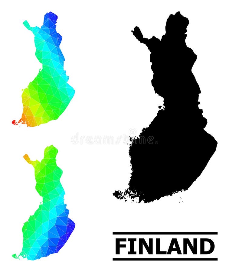 Triângulo preenchido no mapa do arco-íris da finlândia com gradiente diagonal ilustração stock