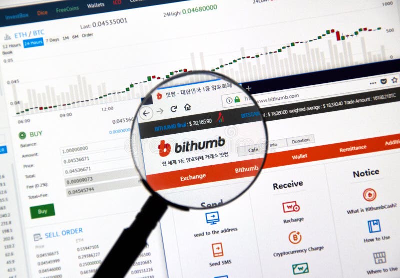 Troca do cryptocurrency de Bithumb imagens de stock Troca do cryptocurrency de Bithumb imagens de stock