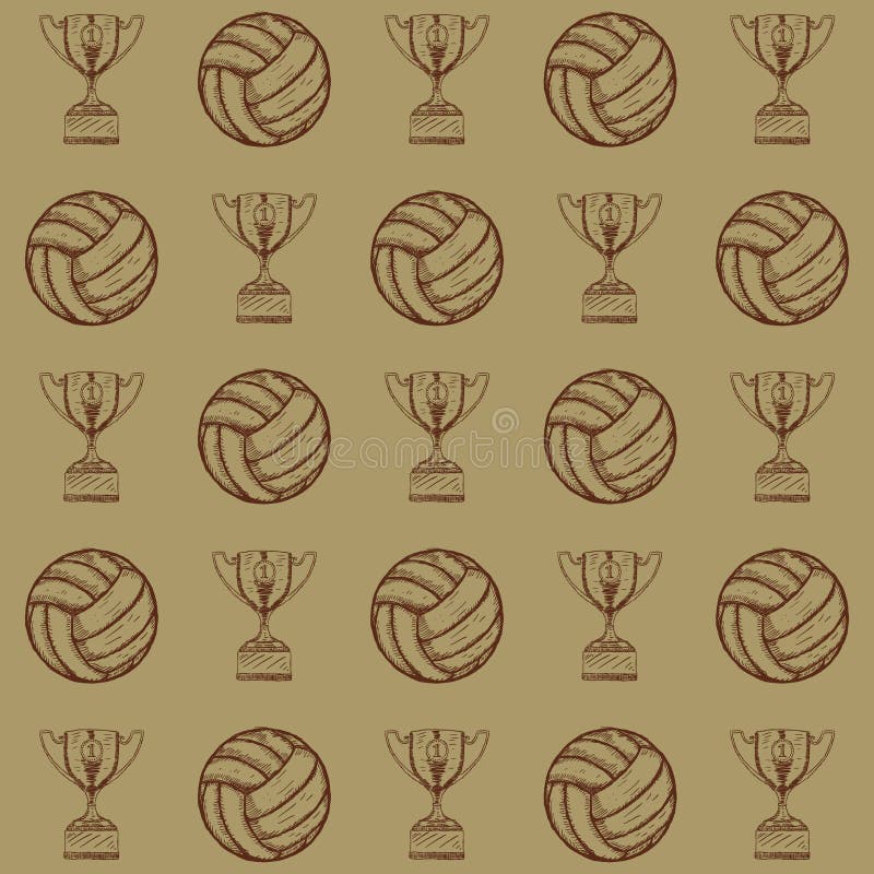 Trofeo con l'illustrazione disegnata a mano di pallavolo illustrazione di stock Trofeo con l'illustrazione disegnata a mano di pallavolo illustrazione di stock