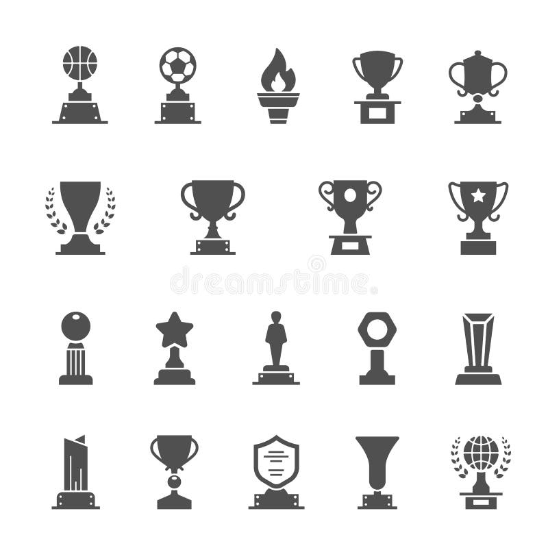Trofeum Nagradza wektorowe stałe ikony ustawiać ilustracja wektor Trofeum Nagradza wektorowe stałe ikony ustawiać ilustracja wektor