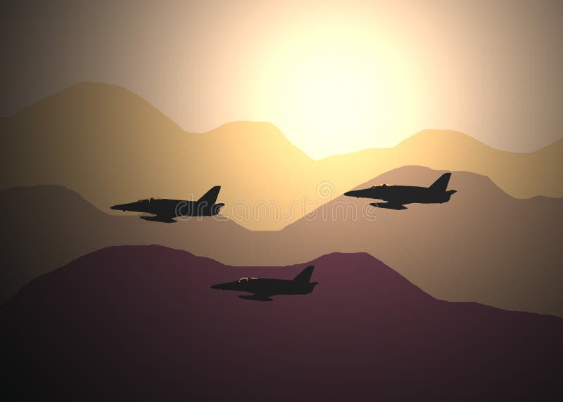Trois avions de chasse illustration de vecteur Trois avions de chasse illustration de vecteur