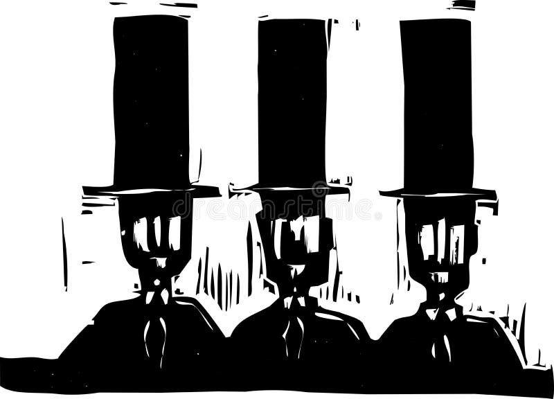 Trois hommes dans de premiers chapeaux illustration stock Trois hommes dans de premiers chapeaux illustration stock