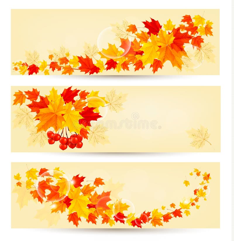 Trois milieux d'automne avec les feuilles colorées. illustration libre de droits Trois milieux d'automne avec les feuilles colorées. illustration libre de droits