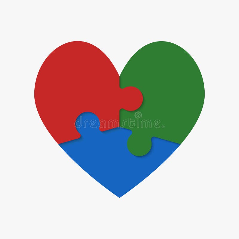 Trois morceaux colorés de puzzle de coeur romantique illustration de vecteur Trois morceaux colorés de puzzle de coeur romantique illustration de vecteur