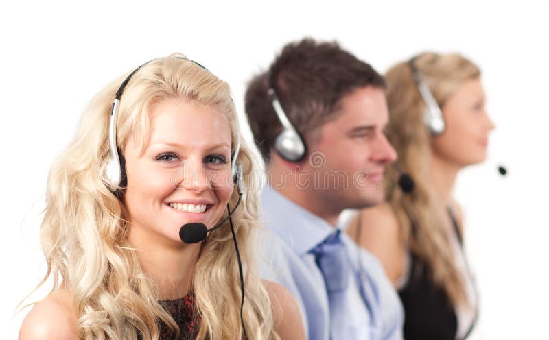 Download Trois Personnes à Un Centre D'appel Photo stock - Image du ligne, heureux: 8658406