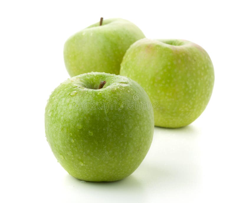 Trois pommes vertes mûres image libre de droits Trois pommes vertes mûres image libre de droits