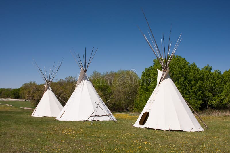 Trois Teepees indiens photos libres de droits Trois Teepees indiens photos libres de droits