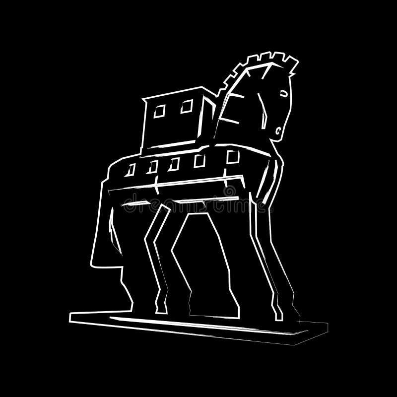 Trojan horse. Black background.Vector illustration