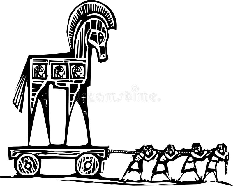 Trojan Horse geschleppt stock abbildung Trojan Horse geschleppt stock abbildung