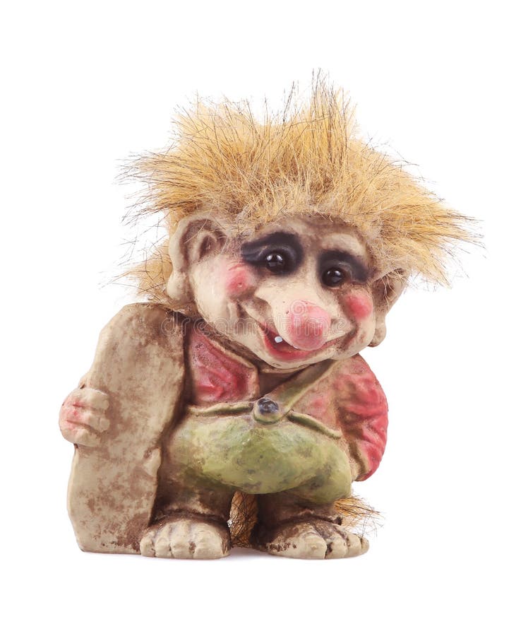 Troll figurine isolated on a white backgeound