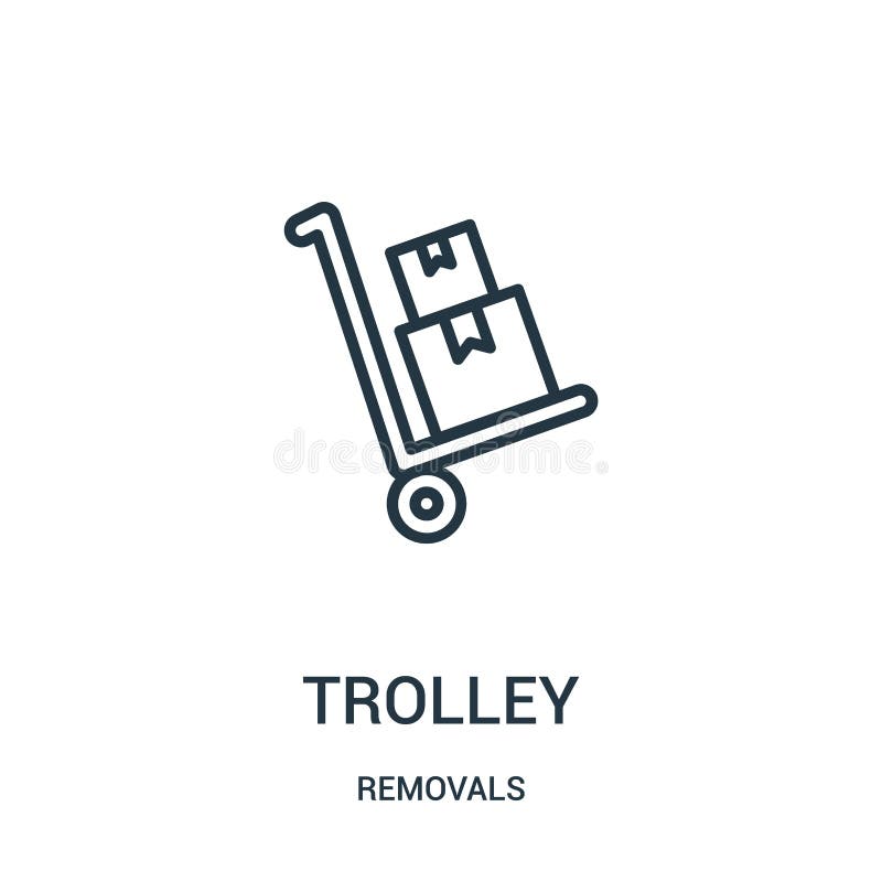 Trolley icon vector from removals collection. Thin line trolley outline icon vector illustration. Linear symbol for use on web and mobile apps, logo, print media. Removals symbol vectors
