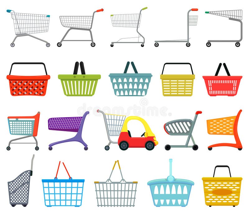 Trolley Isolated Cartoon Set Icon. Vector Cartoon Set Icon Shopping