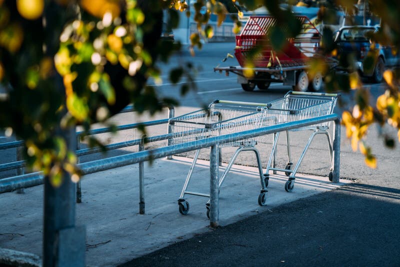 The Trolley Parking on the Trolley Parking at Car Park during Sunset