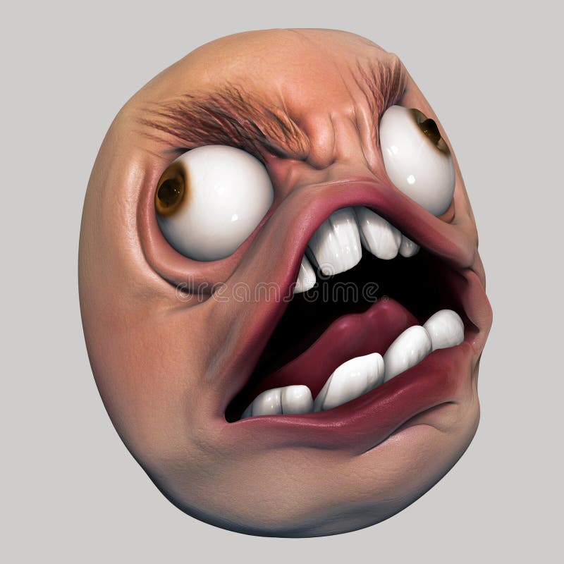 Trollface Rage. Internet Meme 3d Illustration Stock Illustration