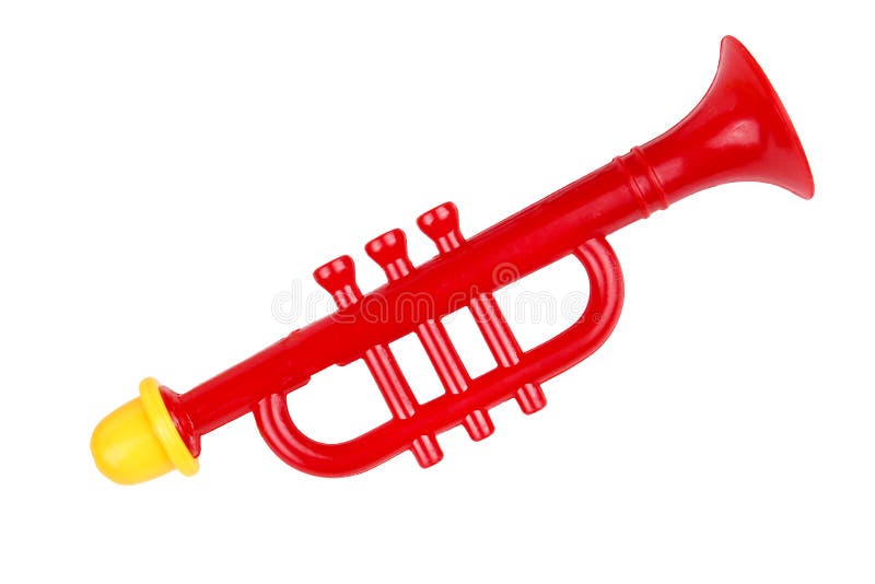 Trompette Jouet De Couleur Rouge. Instrument De Musique Pour Enfants. Sur  Un Fond Blanc Isolé Image stock - Image du stade, coupure: 214034467