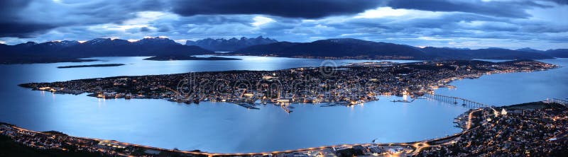 Tromso by twilight panorama, northern Norway