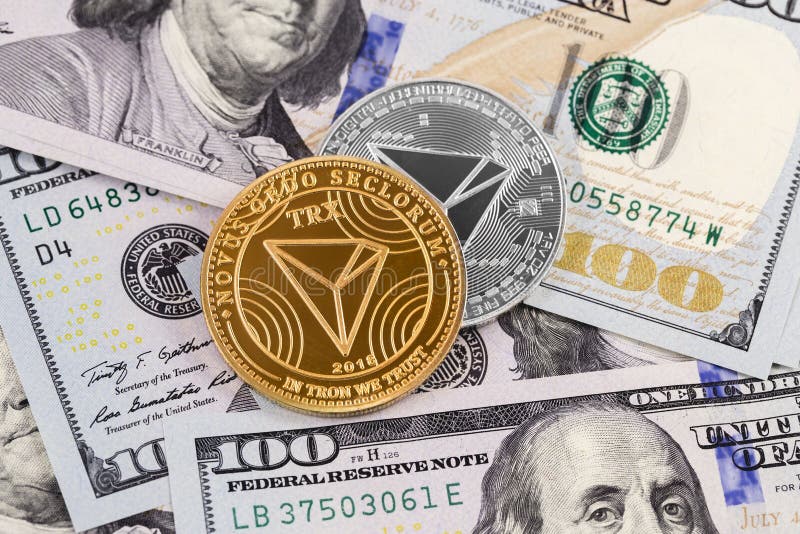 Tron myntar cryptocurrency arkivfoto Tron myntar cryptocurrency arkivfoto