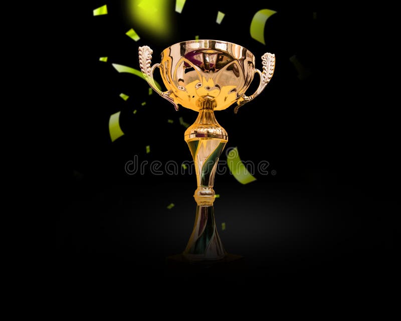 Trophy cup. Champion trophy, shiny golden cup.