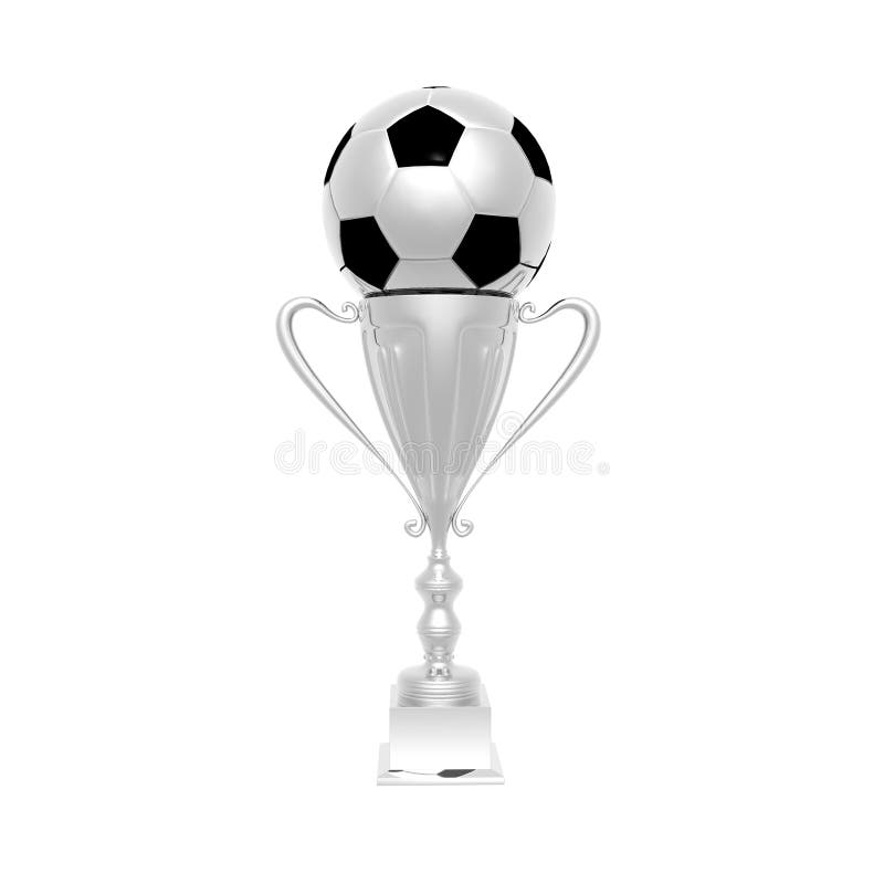 Trophy cup with soccer ball isolated on a white