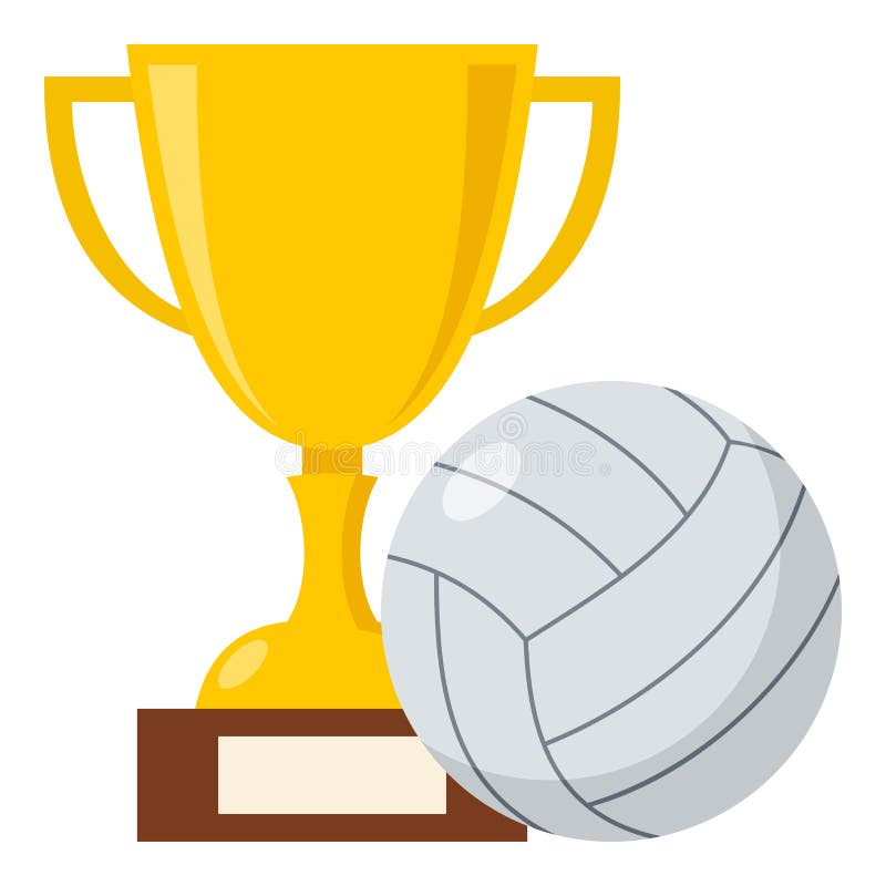 Trophy Cup and Volleyball Ball Flat Icon Stock Vector - Illustration of ...