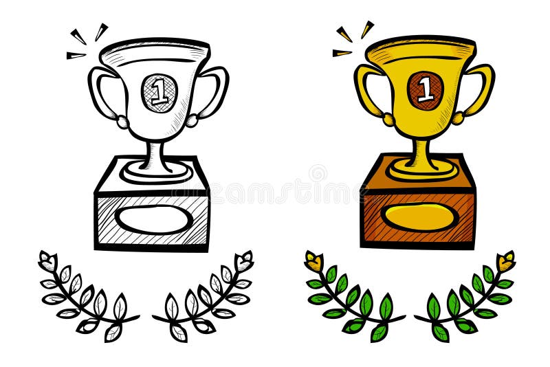 Trophy, Simple Vector doodle hand draw sketch, Isolated on White vector illustration
