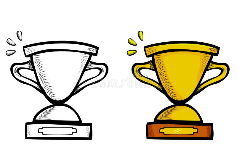 Trophy, Simple Vector doodle hand draw sketch, Isolated on White royalty free illustration