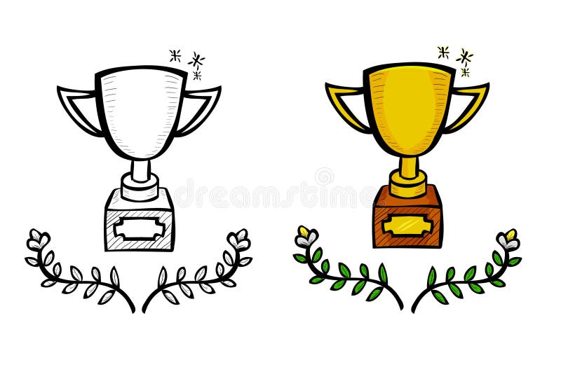 Trophy, Simple Vector doodle hand draw sketch, Isolated on White vector illustration