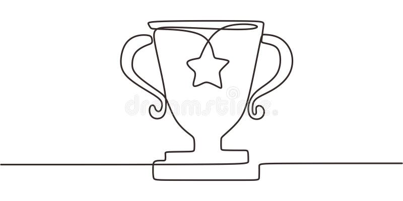 Trophy Star Continuous Line Drawing for Excellence Icon vector illustration