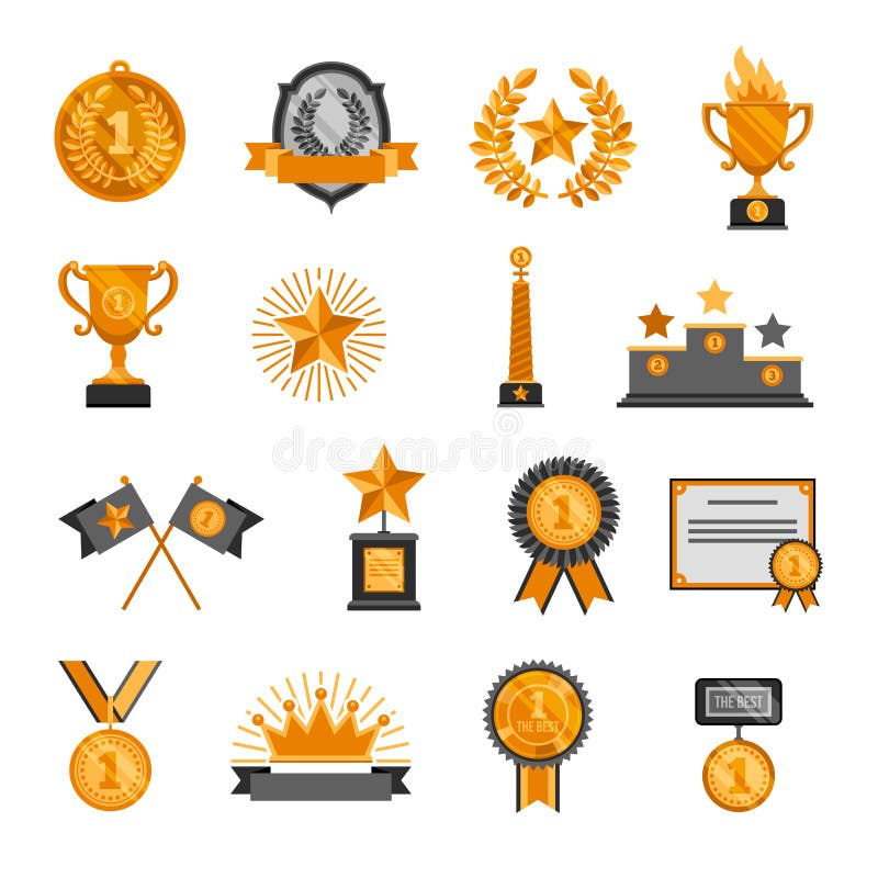 Trophäenmedaillenausweiskronensternehrenmeistersiegererfolg Preis-Ikonen stellten erstaunliche Vektorillustration ein vektor abbildung Trophäenmedaillenausweiskronensternehrenmeistersiegererfolg Preis-Ikonen stellten erstaunliche Vektorillustration ein vektor abbildung