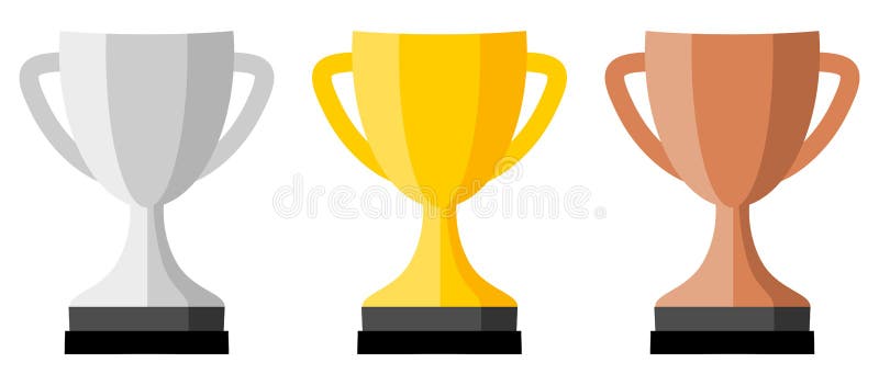 Trophäenschalenikonen-, -silber-, -gold- und -bronzeversion stock abbildung Trophäenschalenikonen-, -silber-, -gold- und -bronzeversion stock abbildung