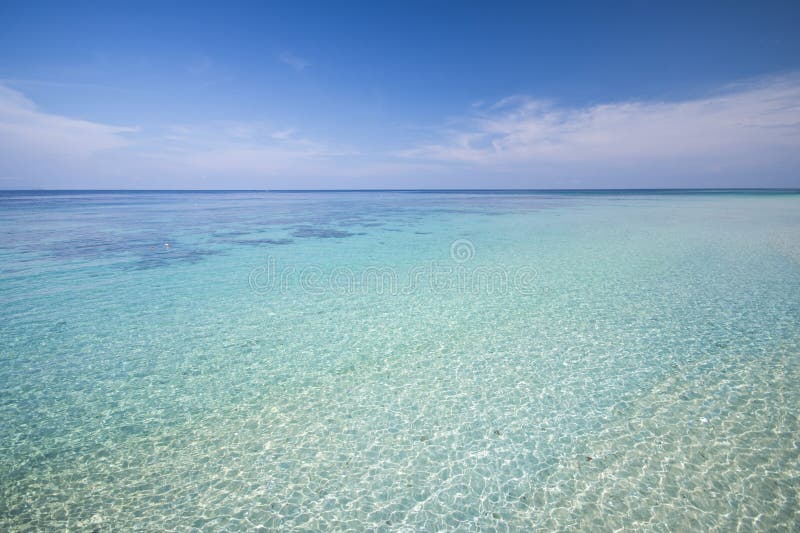 Tropical Beach With Blue Sky And Calm Blue Sea Surf Stock Photo Image