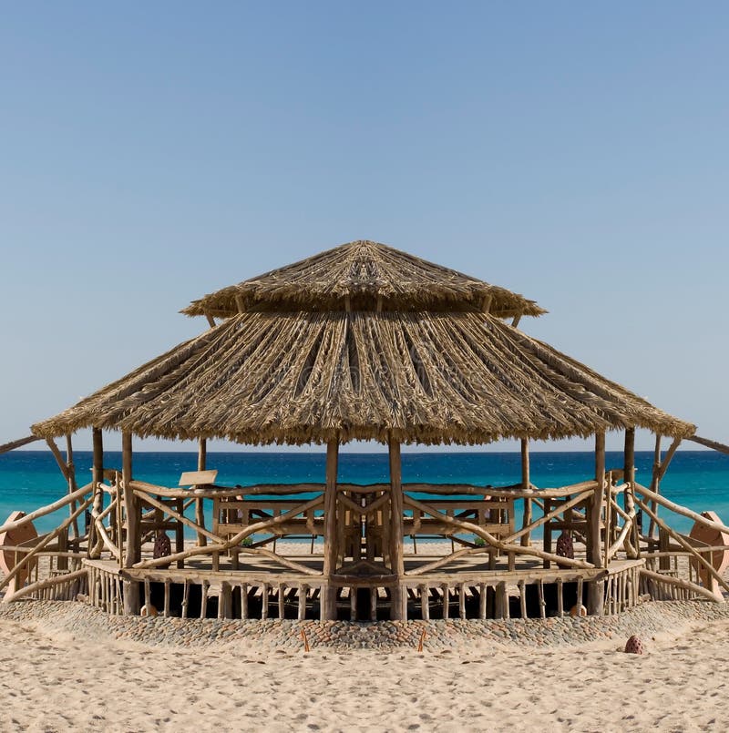 Tropical african beach hut with lovely view of the Red Sea. Tropical african beach hut with lovely view of the Red Sea