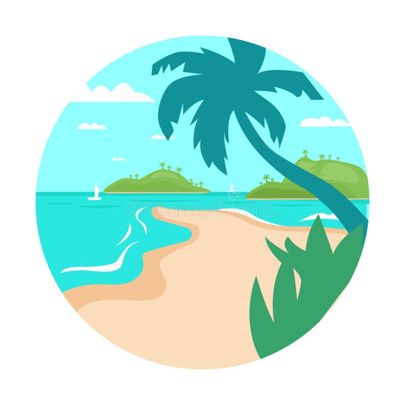 Tropical Beach Island Palm Tree Ocean Summer Vacation Concept Fl Stock ...