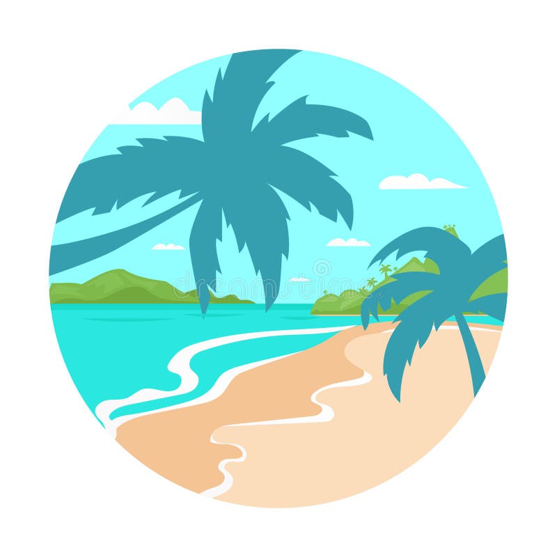 Tropical Beach Island Palm Tree Ocean Summer Vacation Concept Fl Stock ...