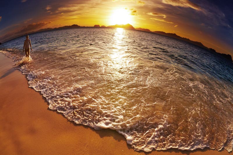 Tropical beach, Philippines, fisheye shot