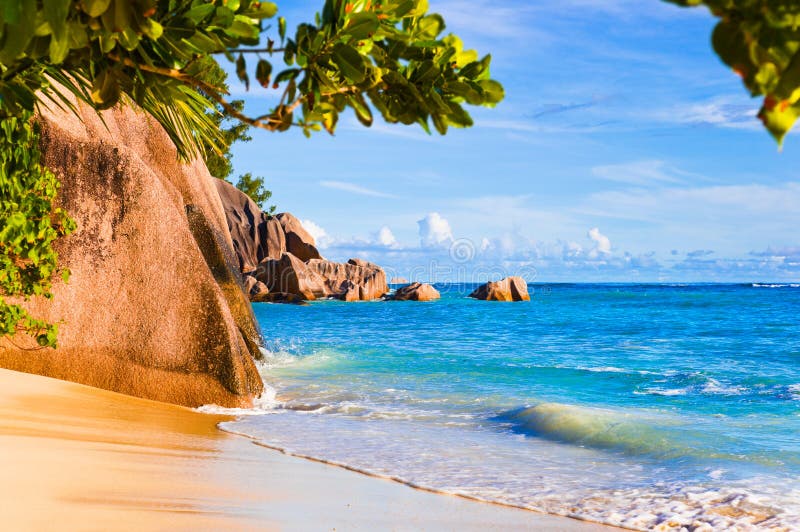 Tropical beach Source D Argent at Seychelles