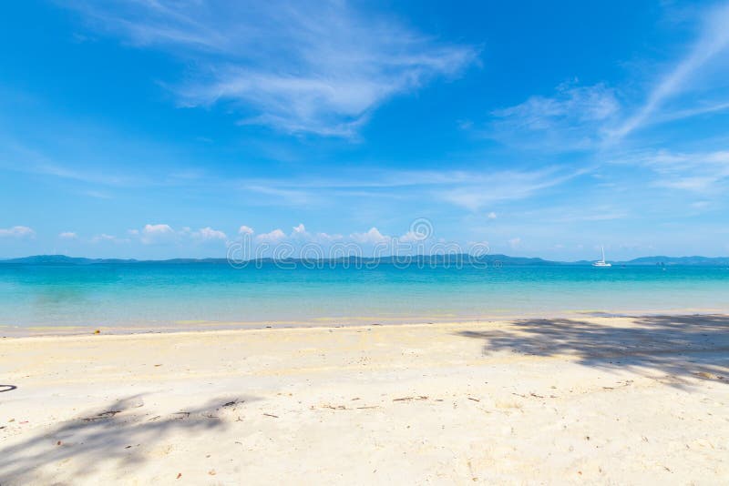 Tropical Beaches Have Warm Clear Blue Water And Blue Sky Background