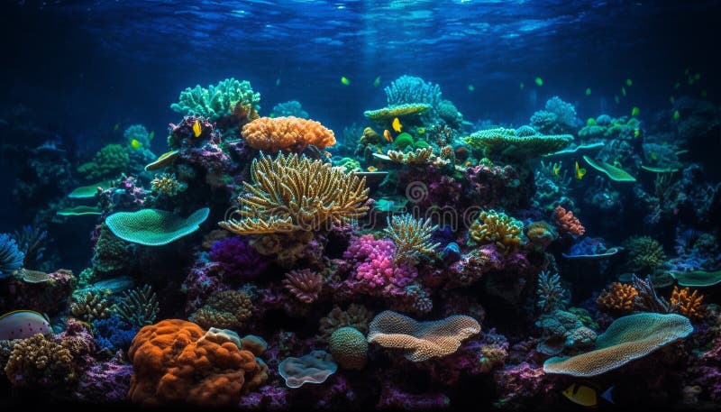 Tropical Fish Swim in Natural Coral Reef Generated by AI Stock Image ...