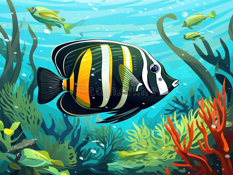 Tropical fish under water Made With Generative AI illustration royalty free illustration.