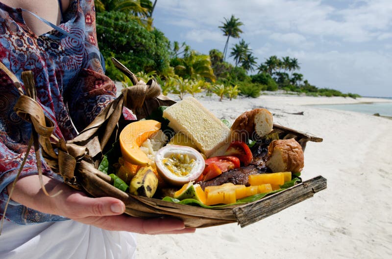 Tropical food on deserted tropical island