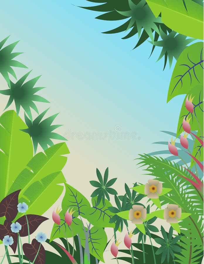 Tropical Background with Bamboo Frame Stock Vector - Illustration of ...