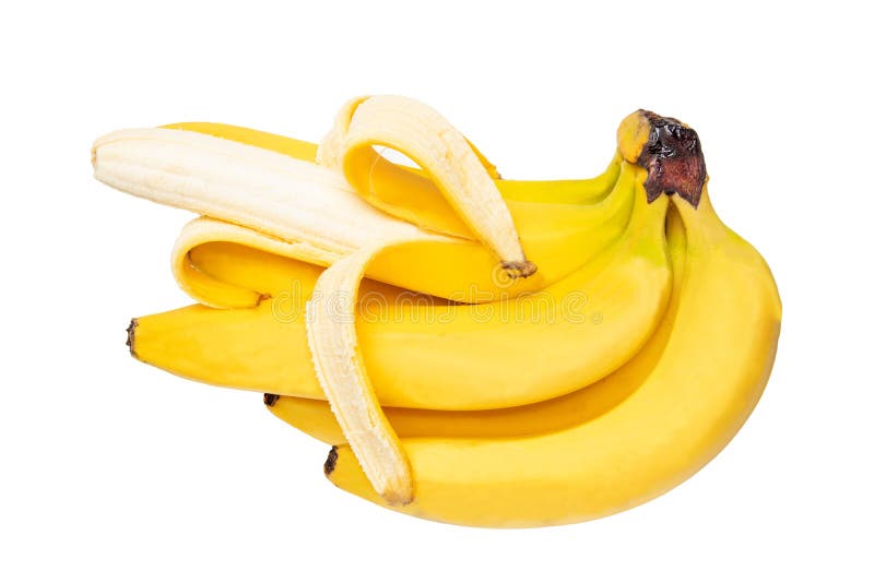 Tropical fruit isolated. Closeup bunch of tasty ripe bananas isolated on a white background. Health concept royalty free stock photo Tropical fruit isolated. Closeup bunch of tasty ripe bananas isolated on a white background. Health concept royalty free stock photo