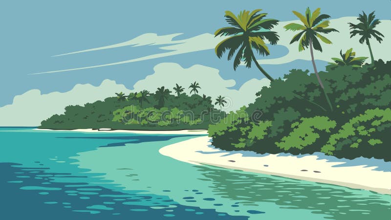 Tropical island aerial view, paradise beach and exotic destination illustration vector design Generative AI royalty free illustration