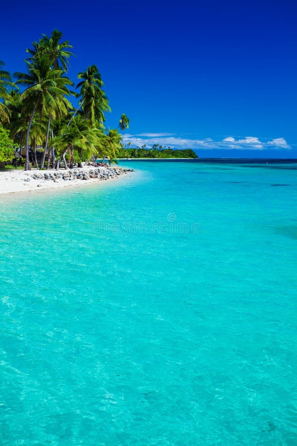 Tropical island in Fiji with sandy beach